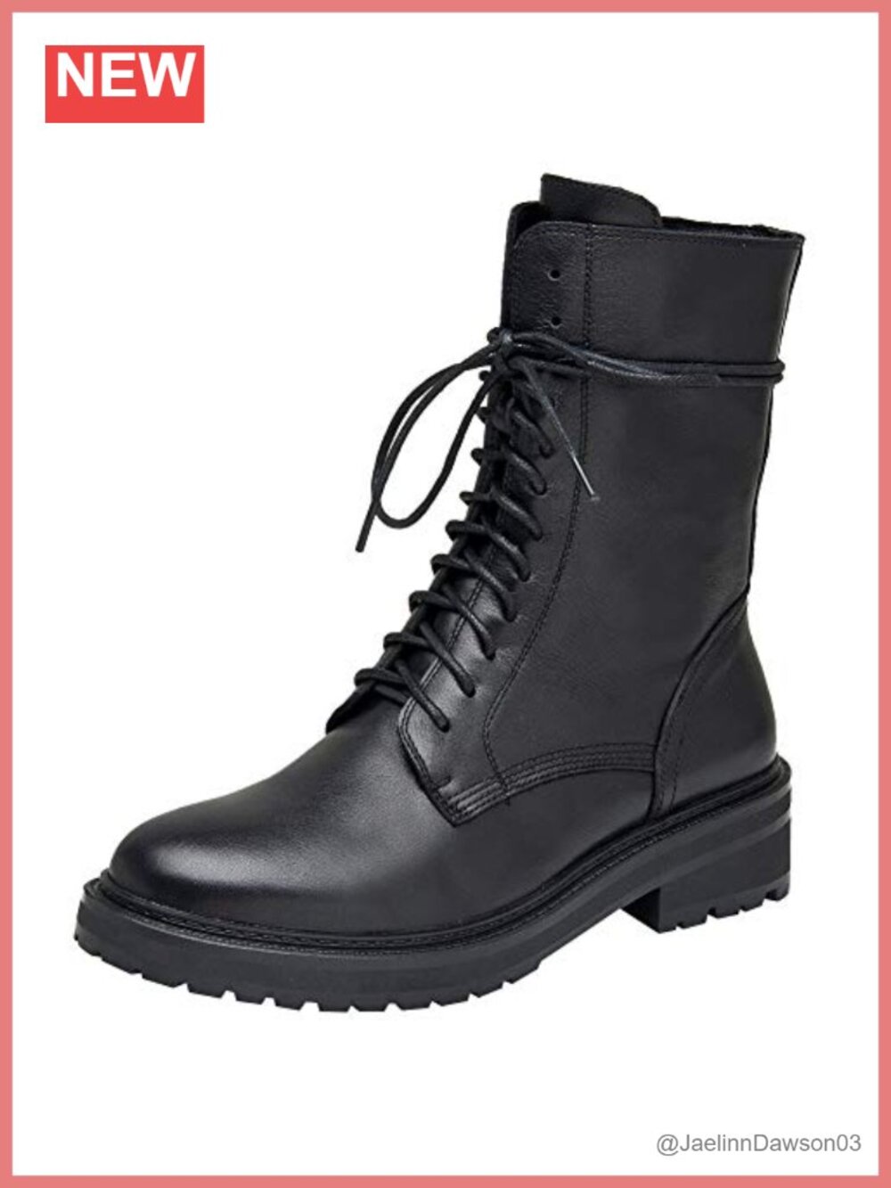 Women's Mid Calf Military Boots Leather Lace Up Combat Motorcycle Shoes